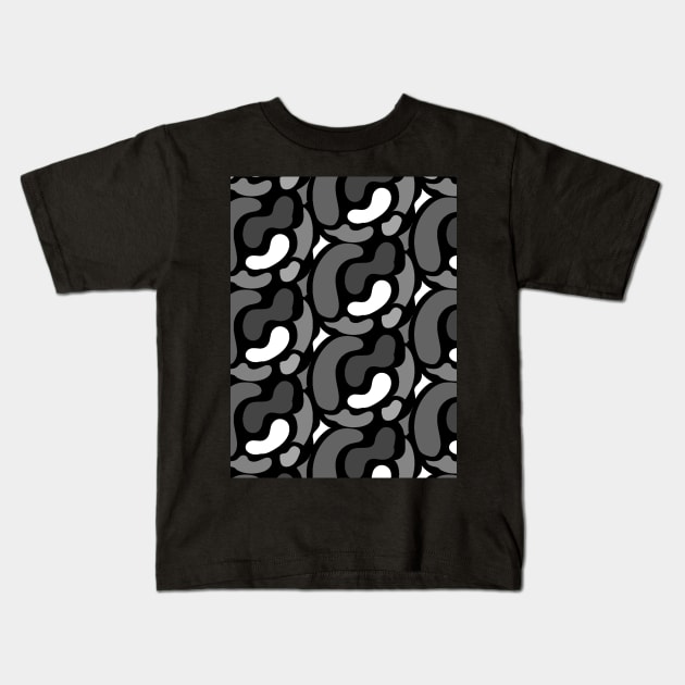 Grey scale rocks pattern Kids T-Shirt by Spinkly